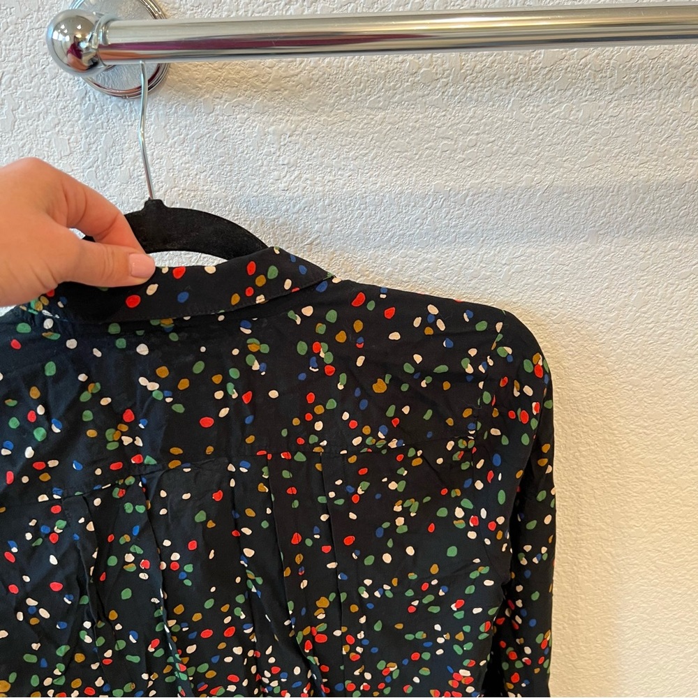 ANTHROPOLOGIE Maeve Wynwood Boho Polka Dot Button Down Blouse - Picture 3 of 13